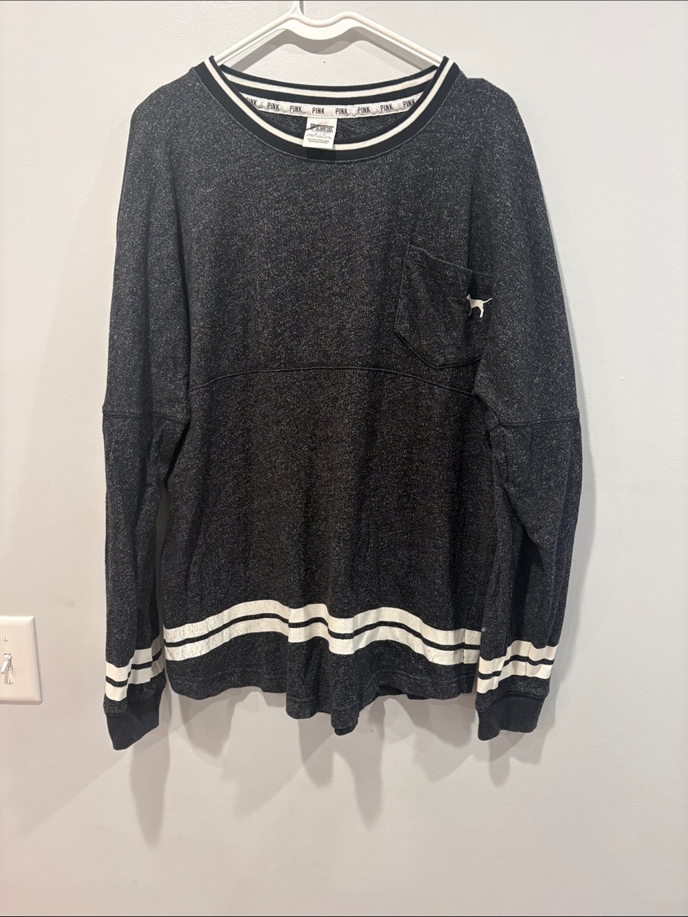 PINK Victoria's Secret Black & White Striped Pullover Sweatshirt ptp 26